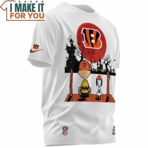 Cincinnati Bengals Charlie Brown And Snoopy Haunted House T Shirt 2