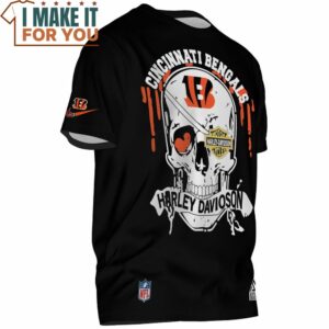 Cincinnati Bengals Harley Davidson Skull T Shirt 2