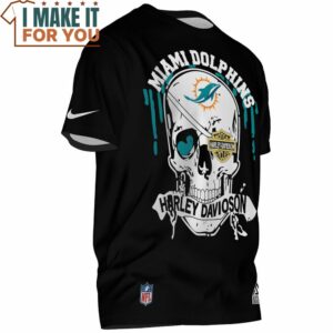 Miami Dolphins Harley Davidson Skull T Shirt 2