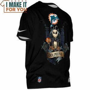 Miami Dolphins Jack Skellington Big Fan T Shirt 2