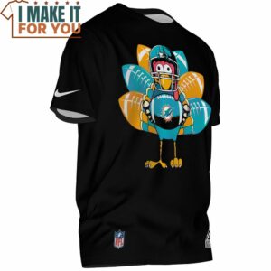 Miami Dolphins Turkey Football Ball Mascot T Shirt 2