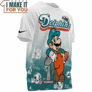 Miami Dolphins x Mario Champion Cup Pull Over Printed T Shirt 3