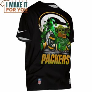 Green Bay Packers Baby Yoda and Lucky Gnome Big Fan T Shirt 2