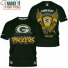 Green Bay Packers Damn Right I Am Packers Fan Win or Lose Skull Graphic T-Shirt, Packers Gifts For Him