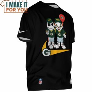 Green Bay Packers Jack Skeleton And It Horror Clown Big Fan T Shirt 2