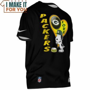 Green Bay Packers Snoopy Love Heart T Shirt 2