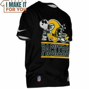 Green Bay Packers Snoopy and Woodstock NFL Helmet Big Fan T Shirt 2