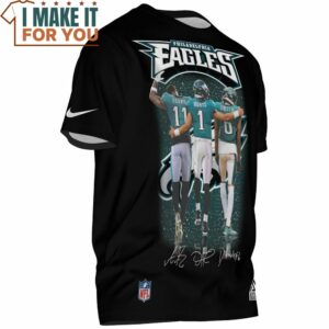AJ Brown Jalen Hurts Devonta Smith x Philadelphia Eagles Vintage Signed T Shirt 2 1