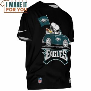 Philadelphia Eagles Snoopy And Woodstock Big Fan in Car T Shirt 2