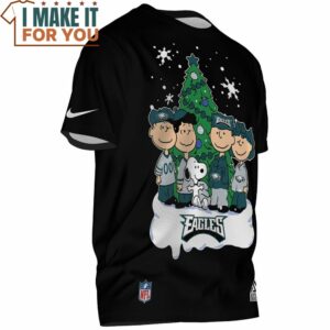 Philadelphia Eagles The Peanuts Fan And Christmas Tree T Shirt 2