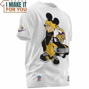 Minnesota Vikings Cool Mickey Ride Classic Car Big Fan T Shirt 2