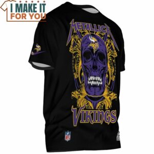 Minnesota Vikings Metallica Skull Art T Shirt 2