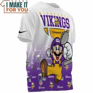 Minnesota Vikings x Mario NFL Champions Cup Fullprinted T Shirt 3