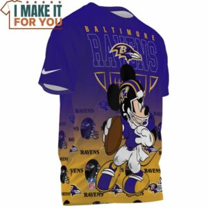 Baltimore Ravens x Mickey Football Player Fullprinted T Shirt 3 1