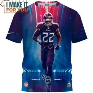 Derrick Henry x Tennessee Titans 3D All Over Printed T-Shirt, Tennessee Titans Fathers Day Gifts