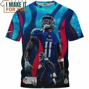 AJ Brown x Tennessee Titans 3D All Over Printed T-Shirt, Tennessee Titans Gift AJ Brown x Tennessee Titans 3D All Over Printed T-Shirt, Tennessee Titans Gift