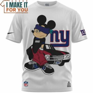 New York Giants Cool Mickey Ride Classic Car T-Shirt, Giants Football Gifts