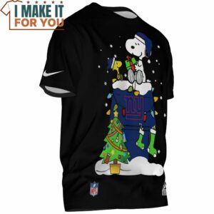 New York Giants Snoopy And Woodstock Christmas House T Shirt 2