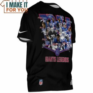 New York Giants Legends Team Signed Vintage T Shirt 2