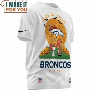 Denver Broncos Charlie Brown And Snoopy Trick or Treat Pumkin T Shirt 2