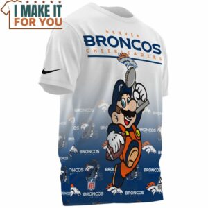 Denver Broncos Mario Super Bowl Champion Cup 3D T Shirt 3