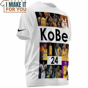Kobe Bryant Lakers 24 All The Moment Retro White T Shirt NBA Gift Ideas 2