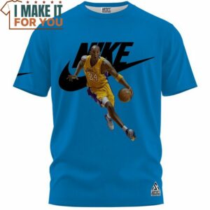 Kobe Bryant Nike Lakers 24 Blue T Shirt Best NBA gifts for fans 3