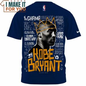 Kobe Bryant Word Art NBA Crown Navy T Shirt Best NBA gifts for fans 2