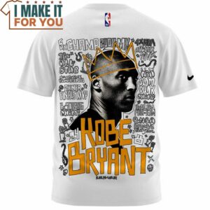 Kobe Bryant Word Art NBA Crown White T Shirt Best NBA gifts for fans 2