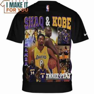 Kobe Bryant Shaquille ONeal 3 Peat Vintage T Shirt Best NBA gifts for fans 3