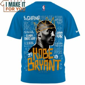Kobe Bryant Word Art NBA Crown Blue T Shirt Best NBA gifts for fans 2