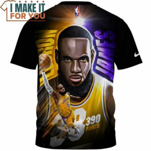 Lebron James 38390 Point Vintage Lakers 6 T Shirt 2