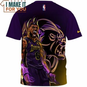 Lebron James Lion Lakers 6 Vintage T Shirt 2