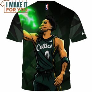 Jayson Tatum Celtics 0 Green Warrior Fullprinted T Shirt 2