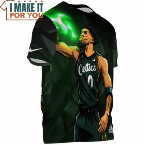 Jayson Tatum Celtics 0 Green Warrior Fullprinted T Shirt 3